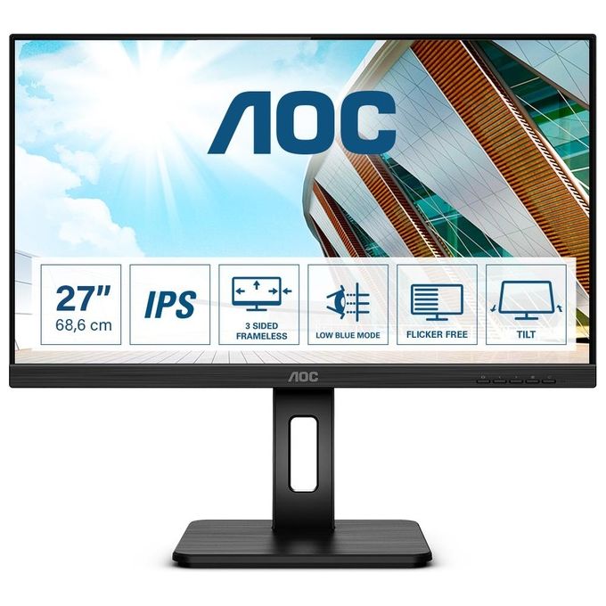 AOC 27P2Q Monitor PC 27'' IPS Full HD 1920x1080 4ms 100Hz AMD FreeSync Hub USB 3.2 colore Nero