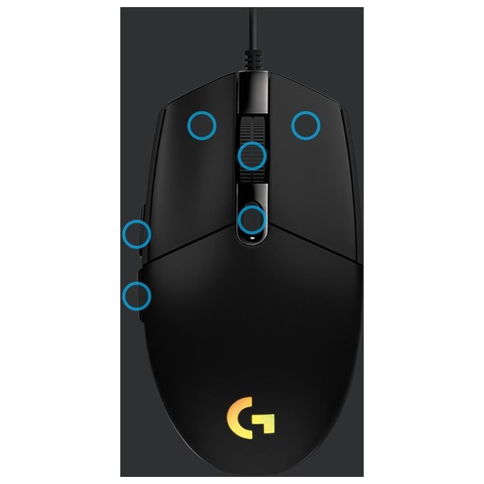 Logitech G203 LIGHTSYNC Mouse Gaming con Illuminazione RGB, Personalizzabile, 6 Pulsanti Programmabili, Sensore per Gaming, Tracciamento a 8.000 DPI, Peso Ridotto - Nero