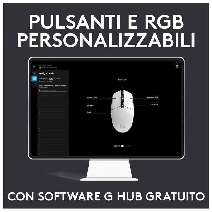 Logitech G203 LIGHTSYNC Mouse Gaming con Illuminazione RGB, Personalizzabile, 6 Pulsanti Programmabili, Sensore per Gaming, Tracciamento a 8.000 DPI, Peso Ridotto - Nero