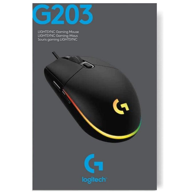 Logitech G203 LIGHTSYNC Mouse Gaming con Illuminazione RGB, Personalizzabile, 6 Pulsanti Programmabili, Sensore per Gaming, Tracciamento a 8.000 DPI, Peso Ridotto - Nero