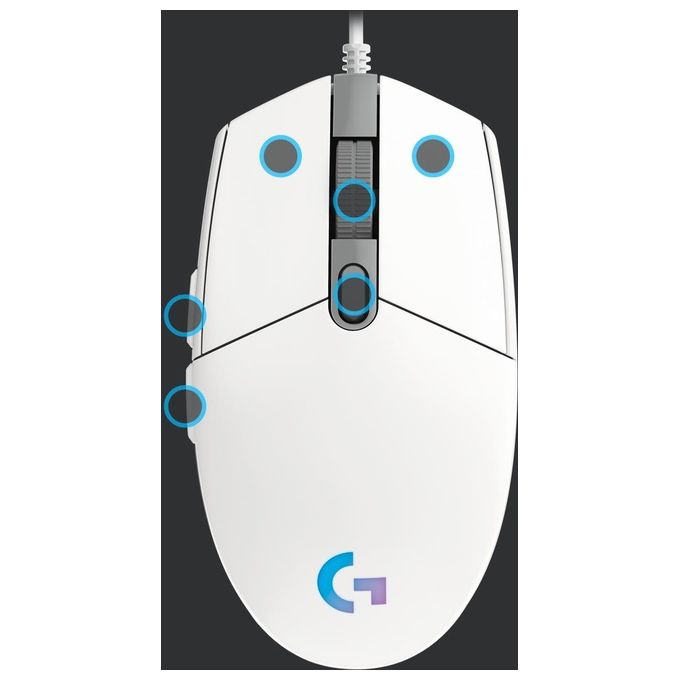 Logitech G203 LIGHTSYNC Mouse Gaming con Illuminazione RGB Personalizzabile 6 Pulsanti Programmabili Bianco