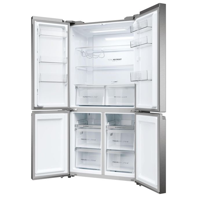 Haier HCR5919ENMP Cube 90 Serie 5 Frigorifero Americano 4 Porte 528 L 190 cm Classe E 38 dB Total No Frost colore Platino Inox