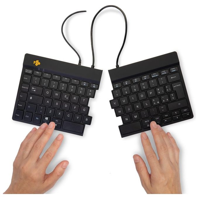 R-Go Tools RGOSP-ITWIBL R-Go Split Tastiera Ergonomica Divisa QWERTY Italiano USB Cablata Forbici Plug and Play colore Nero