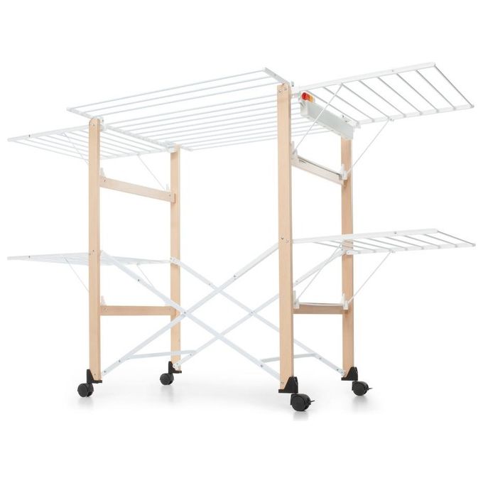 Foppapedretti GULLIVER EVO Stendibiancheria Pieghevole 27 m con Ruote Ripiegabile 14 cm colore Naturale