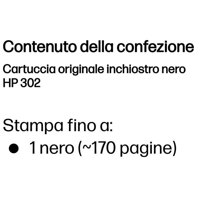 HP 302 F6U66AE Cartuccia Originale per Stampanti a Getto di Inchiostro, Compatibile con DeskJet 1110, 2130 e 3630, HP OfficeJet 3830 e 4650, HP ENVY 4520, Nero