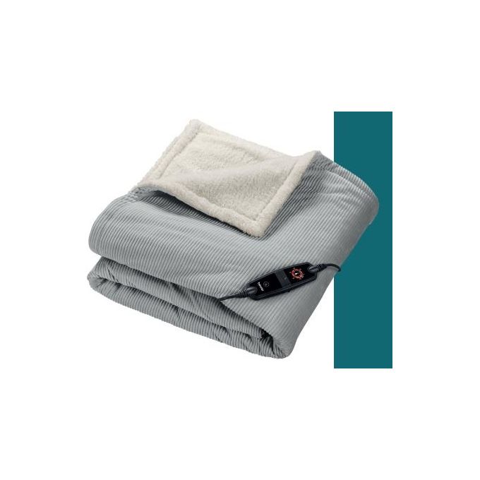 Beurer 40016 HD 81 Coperta Elettrica 110 W 6 Livelli di Temperatura Spegnimento Automatico 180 min Tessuto Riciclato colore Verde Grigio chiaro