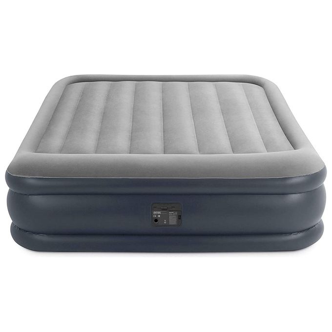Intex 64136ND DuraBeam Pillow Rest Deluxe Materasso Gonfiabile Matrimoniale 152x203x42 cm Pompa Elettrica Integrata 272 Kg colore Grigio