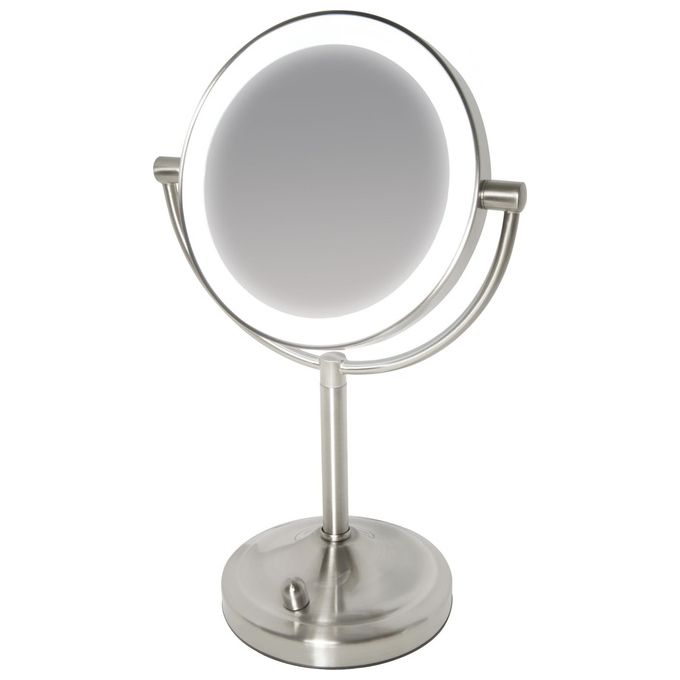 Homedics Beauty Spa Specchio Cosmetico Illuminato con Luci LED Specchio Double Face Rotante con Regolatore della Luce  Ingrandimento da 1X e 7X