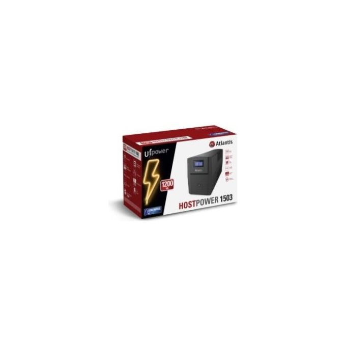 Atlantis A03-HP1503 Gruppo di Continuita' UPS Line Interactive Onda Sinusoidale Pura 1200VA 720W 3xIEC 2xSchuko Display LCD USB-HID