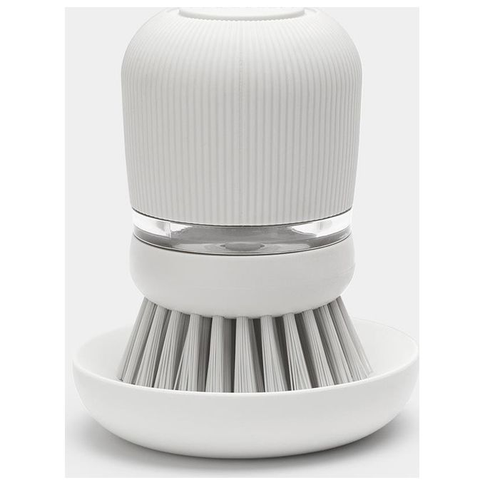 Brabantia 302640 Sinkside Spazzola Lavapiatti con Dispenser Sapone Integrato Setole Nylon colore Grigio Chiaro