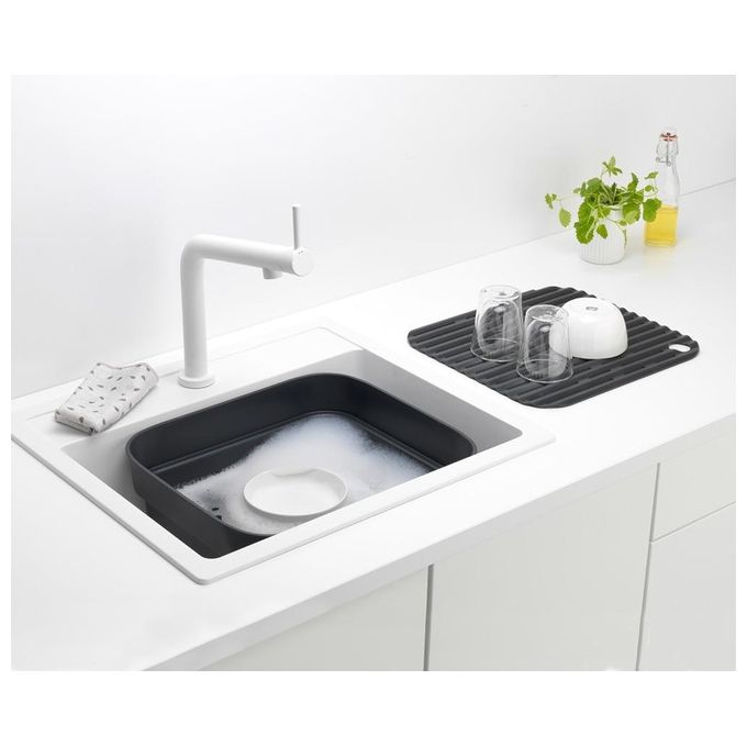 Brabantia 302664 SinkSide Bacinella con Vassoio di Asciugatura Plastica Polipropilene Capacita' 15.9 L colore Grigio scuro