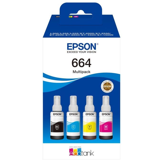 Epson C13T664640 EcoTank Multipack Inchiostro Originale Dye 4 Colori 23500 pagine colore Nero Ciano Magenta Giallo