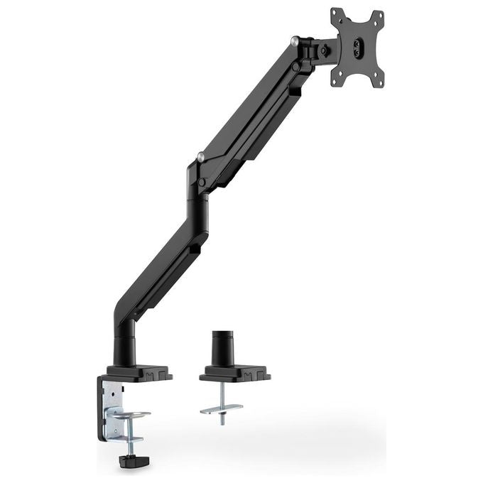 Digitus DA-90394 Porta monitor universale singolo con molla a gas e montaggio a incastro per schermi fino a 32'' VESA 75x75 100x100 regolabile in altezza e rotazione colore Nero