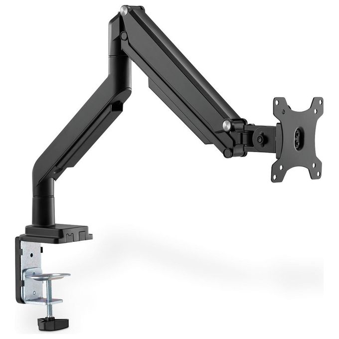 Digitus DA-90394 Porta monitor universale singolo con molla a gas e montaggio a incastro per schermi fino a 32'' VESA 75x75 100x100 regolabile in altezza e rotazione colore Nero