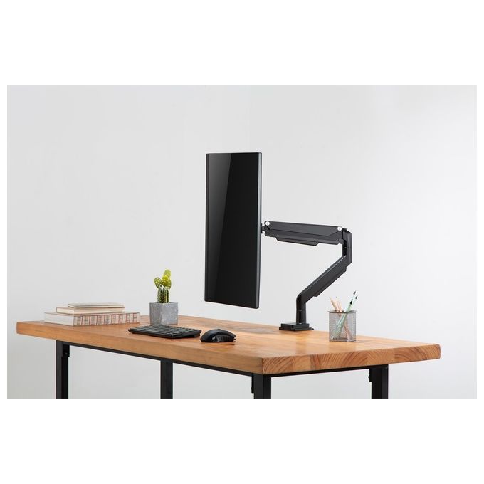 Digitus DA-90394 Porta monitor universale singolo con molla a gas e montaggio a incastro per schermi fino a 32'' VESA 75x75 100x100 regolabile in altezza e rotazione colore Nero