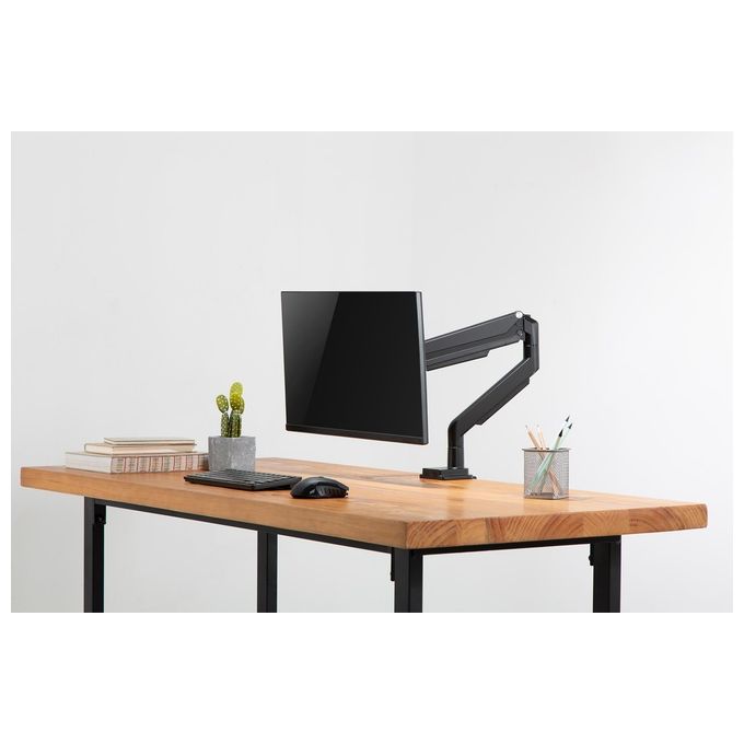 Digitus DA-90394 Porta monitor universale singolo con molla a gas e montaggio a incastro per schermi fino a 32'' VESA 75x75 100x100 regolabile in altezza e rotazione colore Nero