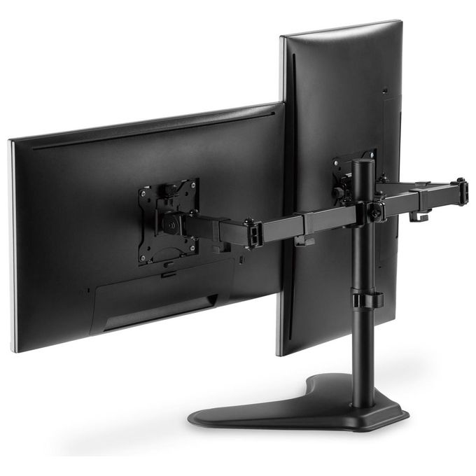 Digitus DA-90401 Supporto per doppio monitor 2x 32'' 2x 8 Kg Regolabile Altezza Rotazione 360° con Quick Release colore Nero
