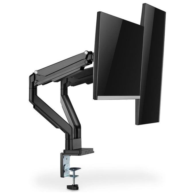 Digitus DA-90395 Supporto per Monitor Doppio per Schermi 15-32 Pollici fino a 9 Kg VESA 75x75 100x100 con Molla a Gas Fissaggio a Morsetto Gestione Cavi colore Nero
