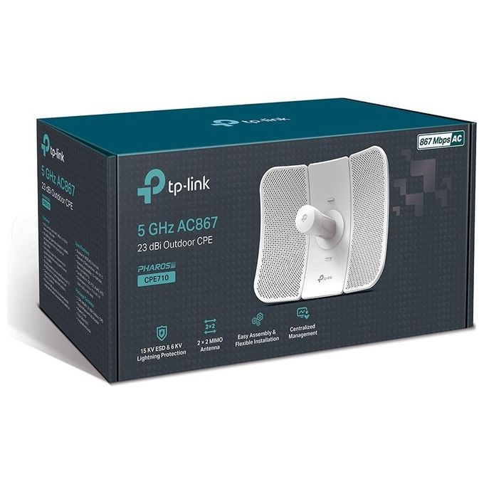 TP-Link CPE710 Access Point Esterno 5 GHz 867 Mbit-s Wi-Fi 5 Antenna Direzionale 23 dBi PoE IP65 colore Bianco