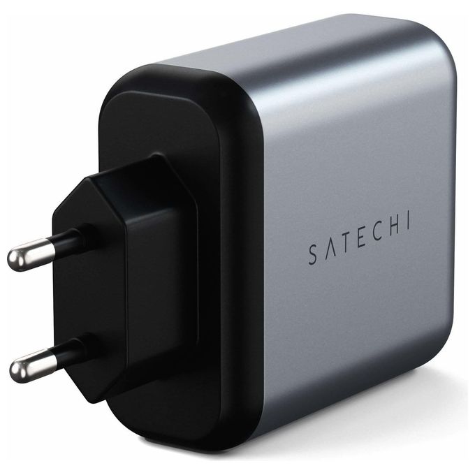 Satechi ST-MCCAM-EU Caricabatterie da Muro Doppia Porta 30W USB-C PD 18W USB-A 12W Ricarica Rapida colore Grigio Spazio