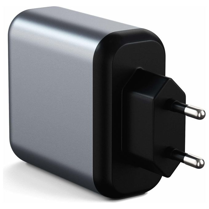 Satechi ST-MCCAM-EU Caricabatterie da Muro Doppia Porta 30W USB-C PD 18W USB-A 12W Ricarica Rapida colore Grigio Spazio