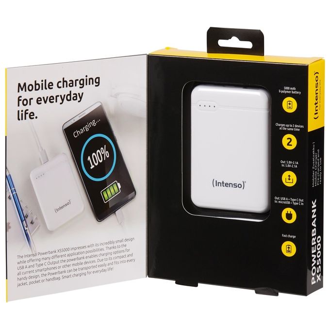 Intenso Powerbank XS 5000 Batteria Portatile Bianco Polimeri Di Litio 5000mAh
