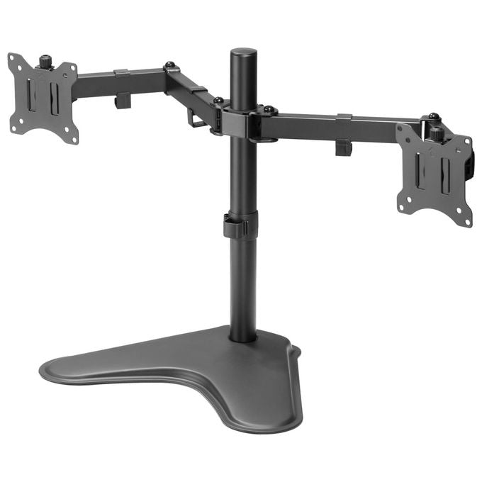 Equip 650123 Supporto da Tavolo per Doppio Monitor 17'' a 32'' Inclinazione Regolabile Rotazione 360° Altezza Regolabile con Molla a Gas colore Nero