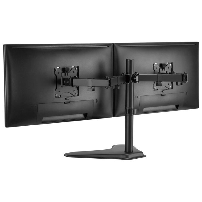 Equip 650123 Supporto da Tavolo per Doppio Monitor 17'' a 32'' Inclinazione Regolabile Rotazione 360° Altezza Regolabile con Molla a Gas colore Nero