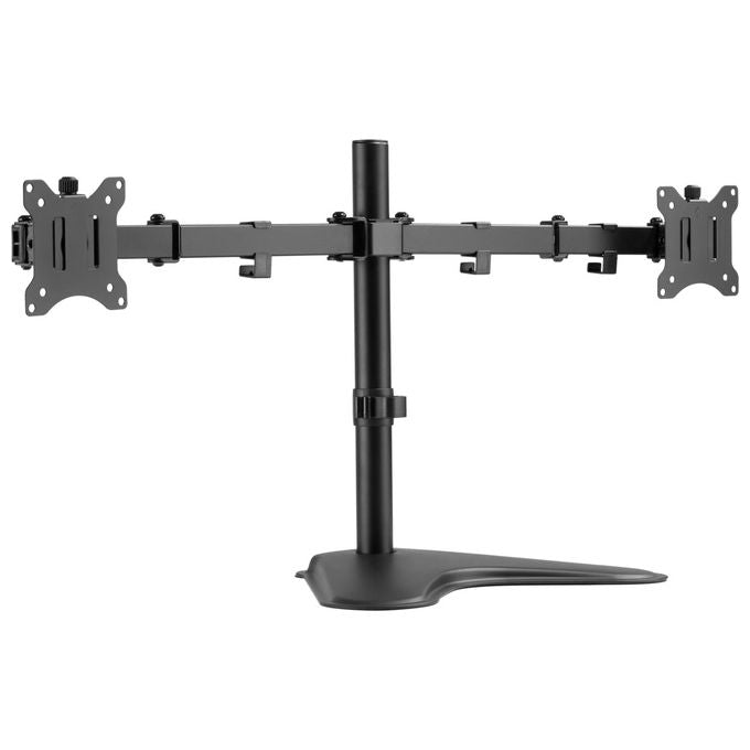 Equip 650123 Supporto da Tavolo per Doppio Monitor 17'' a 32'' Inclinazione Regolabile Rotazione 360° Altezza Regolabile con Molla a Gas colore Nero
