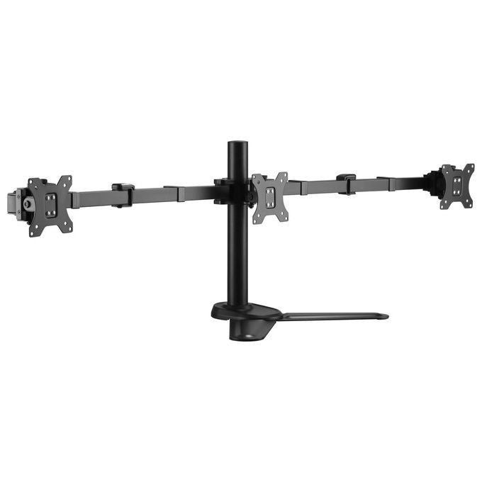 Equip 650125 Supporto da Tavolo Articolato per 3 Monitor 17-27'' VESA 75x75-100x100 mm Inclinabile Rotazione 360° Gestione Cavi colore Nero