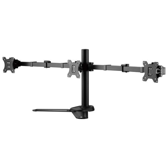 Equip 650125 Supporto da Tavolo Articolato per 3 Monitor 17-27'' VESA 75x75-100x100 mm Inclinabile Rotazione 360° Gestione Cavi colore Nero
