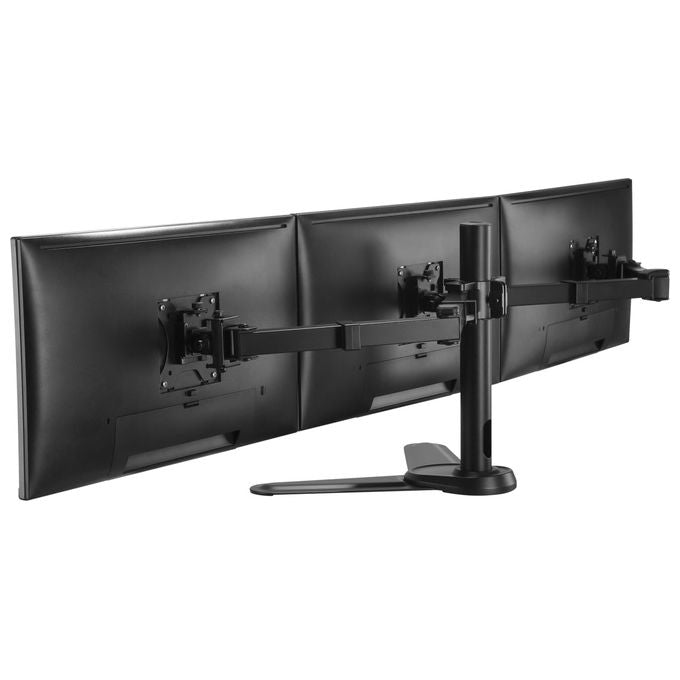 Equip 650125 Supporto da Tavolo Articolato per 3 Monitor 17-27'' VESA 75x75-100x100 mm Inclinabile Rotazione 360° Gestione Cavi colore Nero