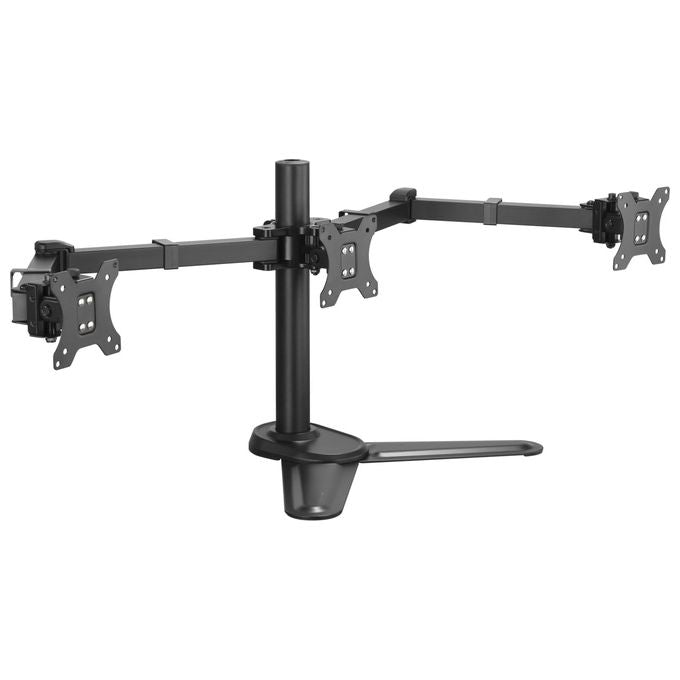 Equip 650125 Supporto da Tavolo Articolato per 3 Monitor 17-27'' VESA 75x75-100x100 mm Inclinabile Rotazione 360° Gestione Cavi colore Nero