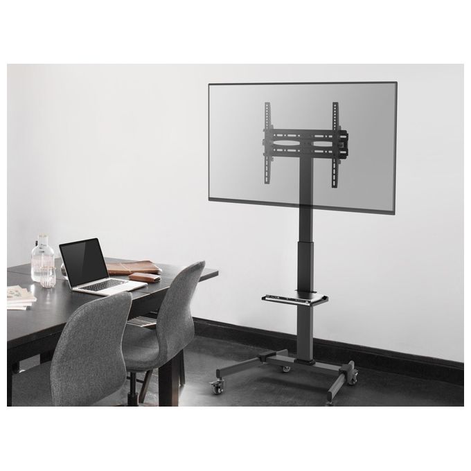 Equip 650607 Carrello TV Universale 32''-55'' Regolazione Altezza 154 cm Inclinazione ±10° con Ruote Bloccabili Gestione Cavi colore Nero