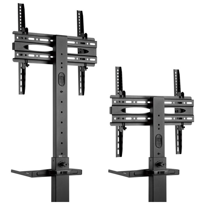 Equip 650607 Carrello TV Universale 32''-55'' Regolazione Altezza 154 cm Inclinazione ±10° con Ruote Bloccabili Gestione Cavi colore Nero