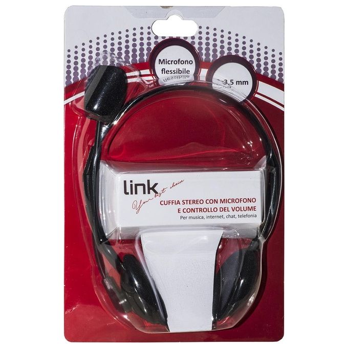 Link cuffia con microfono orientabile, connettore 2 x 3,5 mm e controllo volume