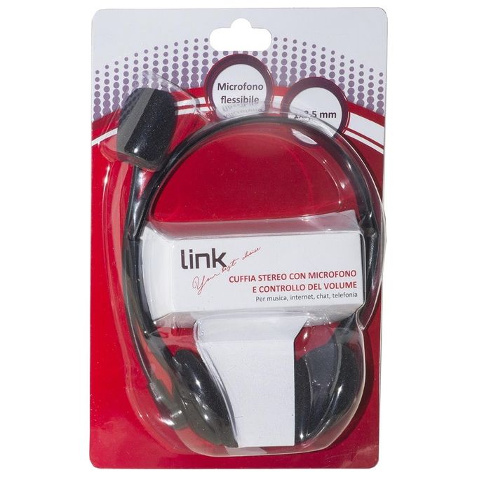 Link cuffia con microfono orientabile, connettore 1 x 3,5 mm e controllo volume