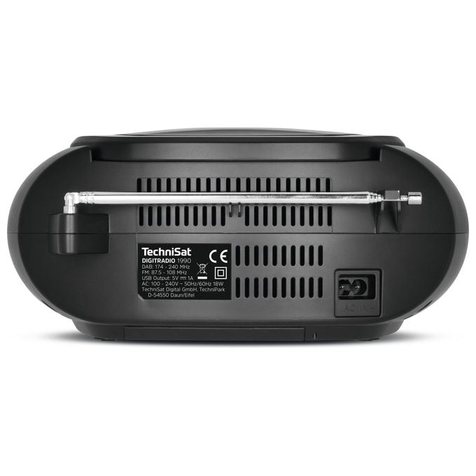 TechniSat 0000-3952 Digitradio 1990 Radio Portatile con Sintonizzatore DAB+ FM e Bluetooth LCD 3 W colore Nero Grigio
