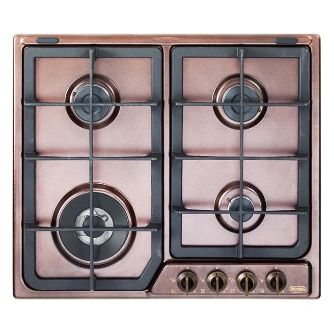 De'Longhi ROF 46 PRO Country Piano cottura Gas da incasso 60 cm 4 fuochi tripla corona griglie ghisa colore Rame