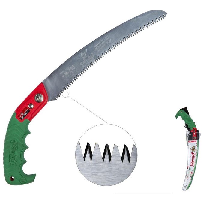 Samurai GC-240-LH Segaccio da Potatura Lama Curva 24 cm Acciaio SK-5 Fodero Incluso Made in Japan