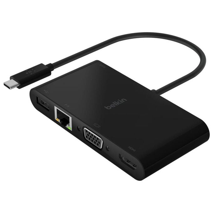 Belkin AVC004BTBK Adattatore Multimediale USB-C HDMI VGA Ethernet USB-A 3.0 4K 100W PD colore Nero
