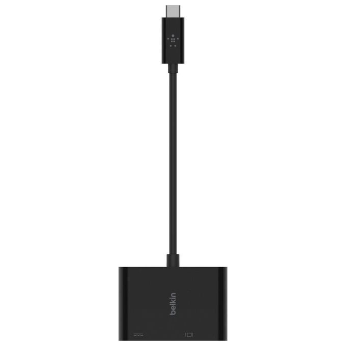 Belkin AVC001BTBK Adattatore USB-C a VGA con Ricarica Power Delivery 60 W Risoluzione 1920x1200 60 Hz colore Nero