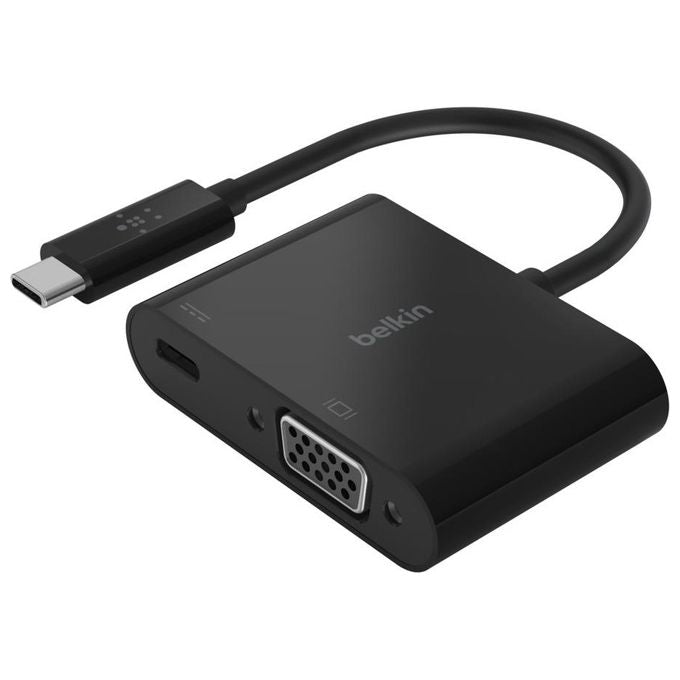 Belkin AVC001BTBK Adattatore USB-C a VGA con Ricarica Power Delivery 60 W Risoluzione 1920x1200 60 Hz colore Nero