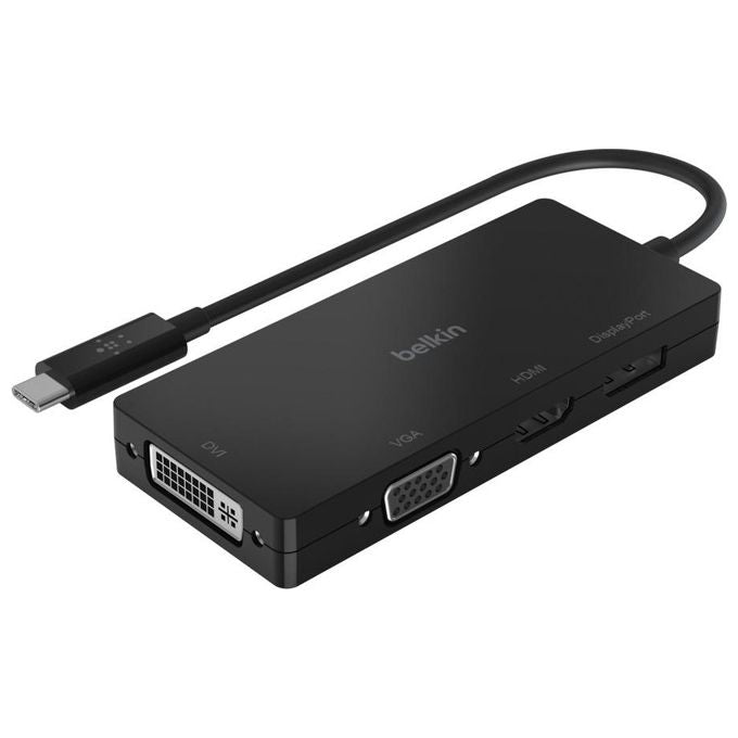 Belkin AVC003BTBK Adattatore Video USB-C 4 Porte HDMI VGA DVI-I DisplayPort Risoluzione 4K 3840x2160 Pixel colore Nero