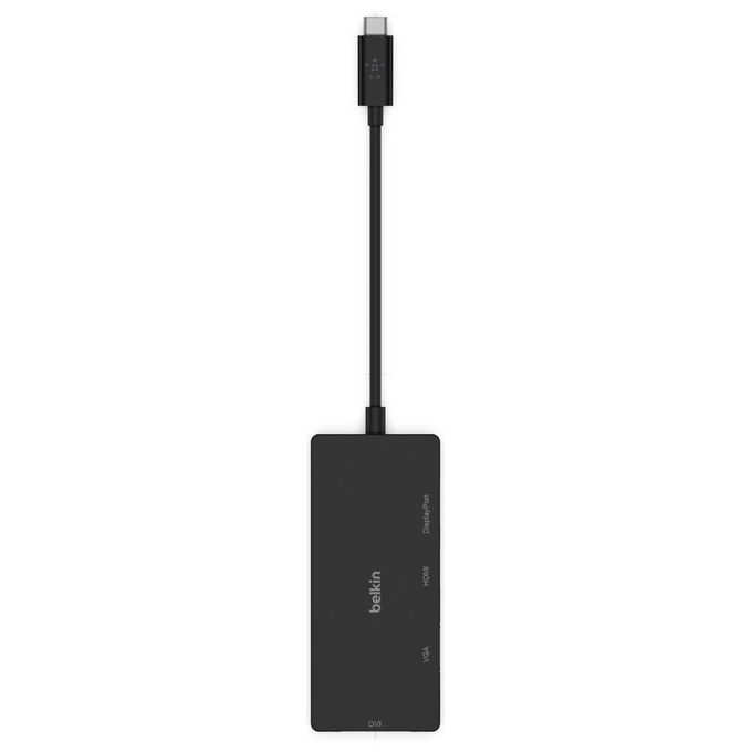 Belkin AVC003BTBK Adattatore Video USB-C 4 Porte HDMI VGA DVI-I DisplayPort Risoluzione 4K 3840x2160 Pixel colore Nero