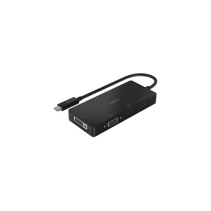 Belkin AVC003BTBK Adattatore Video USB-C 4 Porte HDMI VGA DVI-I DisplayPort Risoluzione 4K 3840x2160 Pixel colore Nero