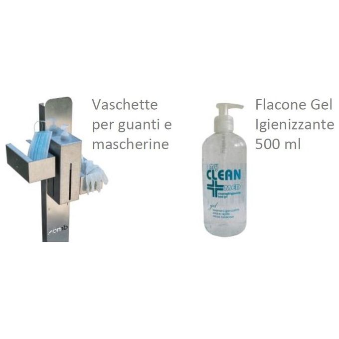 ITB Colonna Regolabile con Dispenser per Gel Igienizzante in Acciaio