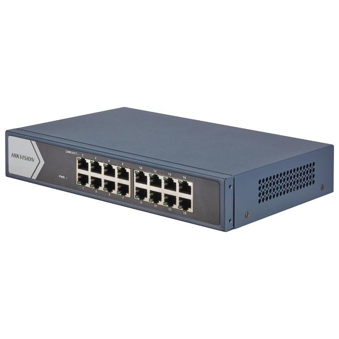Hikvision DS-3E0516-E Switch Non Gestito L2 16 Porte Gigabit Ethernet Case Metallo Fanless Grigio