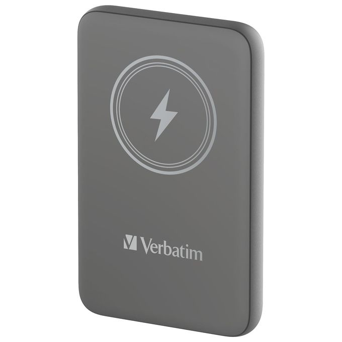 Verbatim 1261539 Charge 'n' Go Power Bank 10000 mAh con Ricarica Wireless Magnetica 15 W e USB-C PD 3.0 colore Grigio