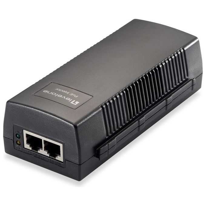 LevelOne POI-3014 Iniettore PoE Gigabit Singola Porta 30W 52V DC Plug and Play Protezione Sovratensione colore Nero
